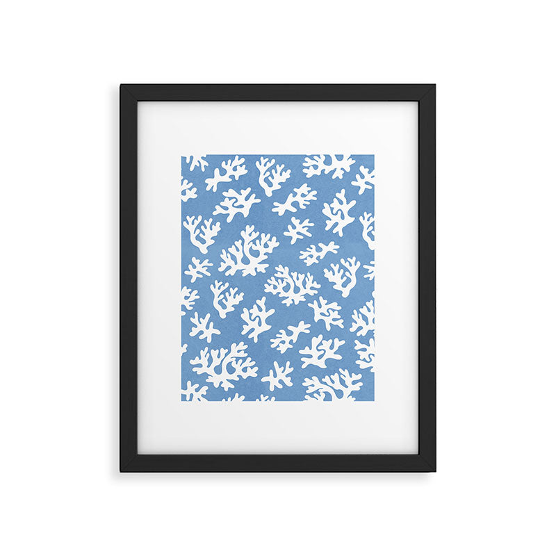 Coral Reef - denim blue Framed Art Print Gallery Image 5