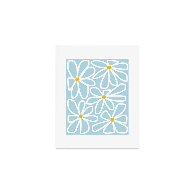 Daisy chain - pastel blue Art Print Gallery Image 1