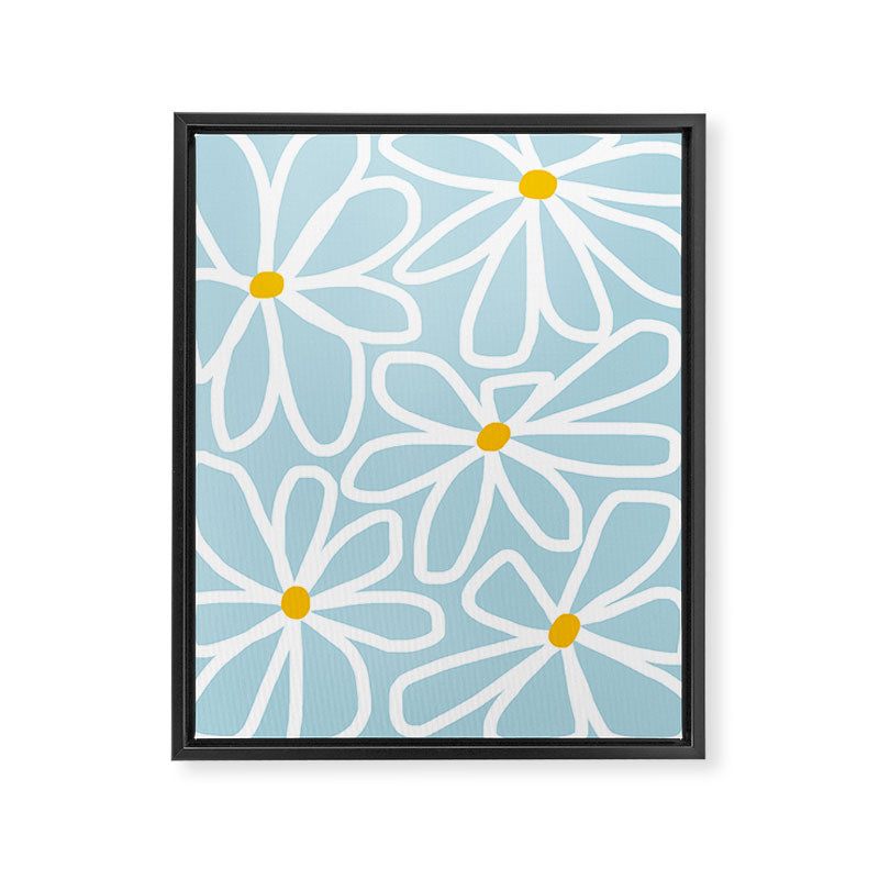 Daisy chain - pastel blue Framed Canvas Print Gallery Image 6