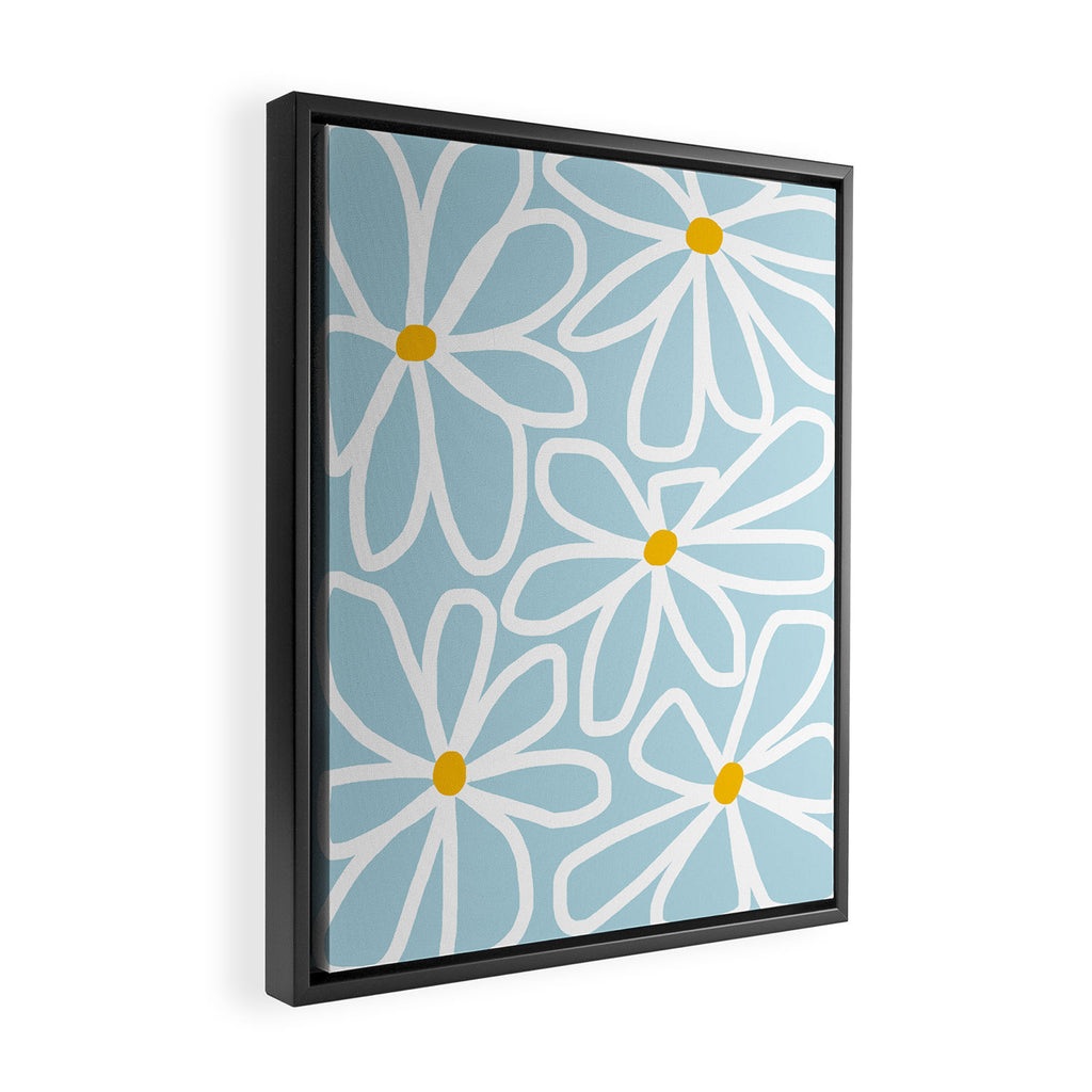 Daisy chain - pastel blue Framed Canvas Print Gallery Image 2