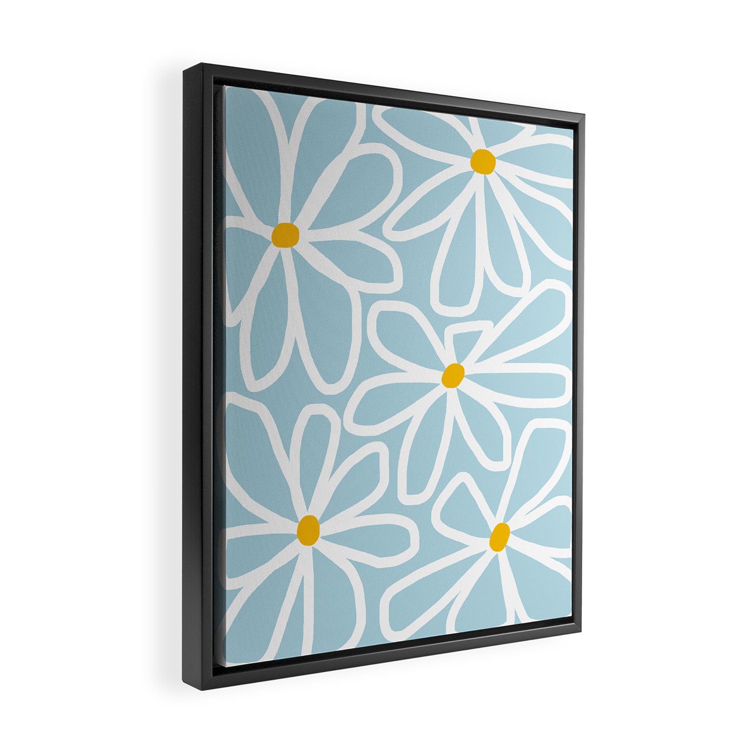 Daisy chain - pastel blue Framed Canvas Print Gallery Image 2
