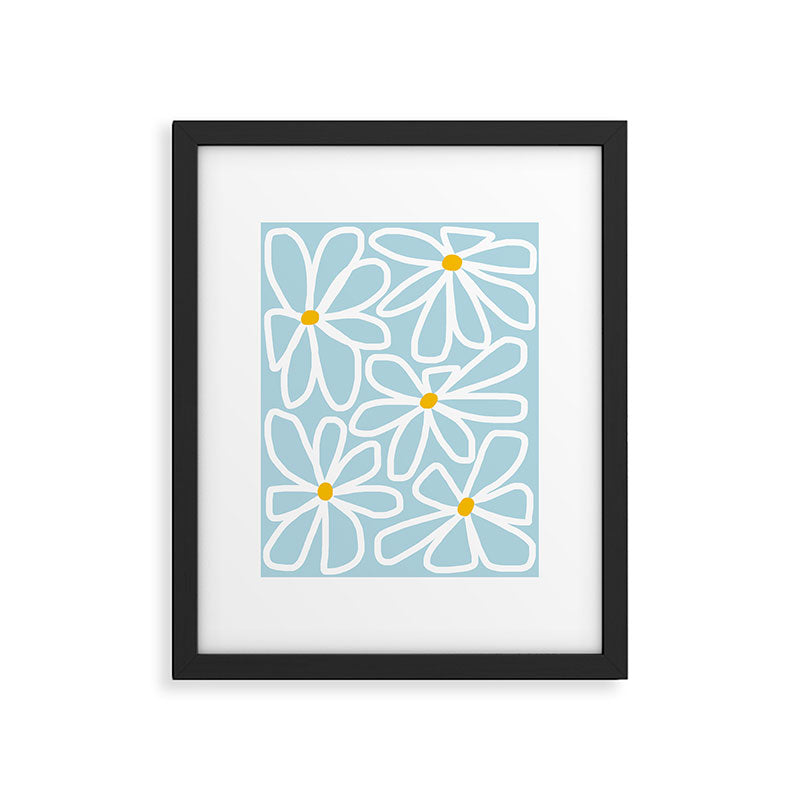 Daisy chain - pastel blue Framed Art Print Gallery Image 5