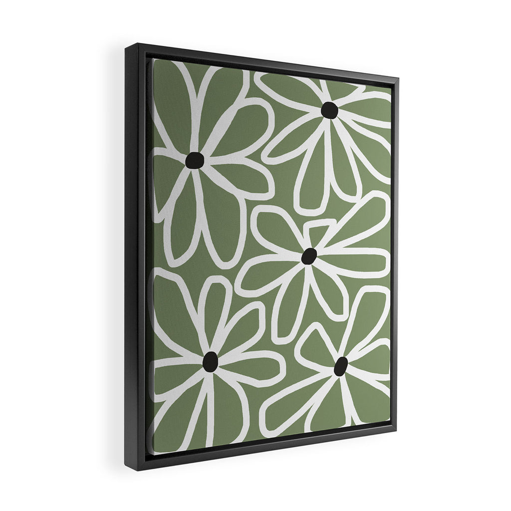 Daisy chain - sage Framed Canvas Print Gallery Image 2