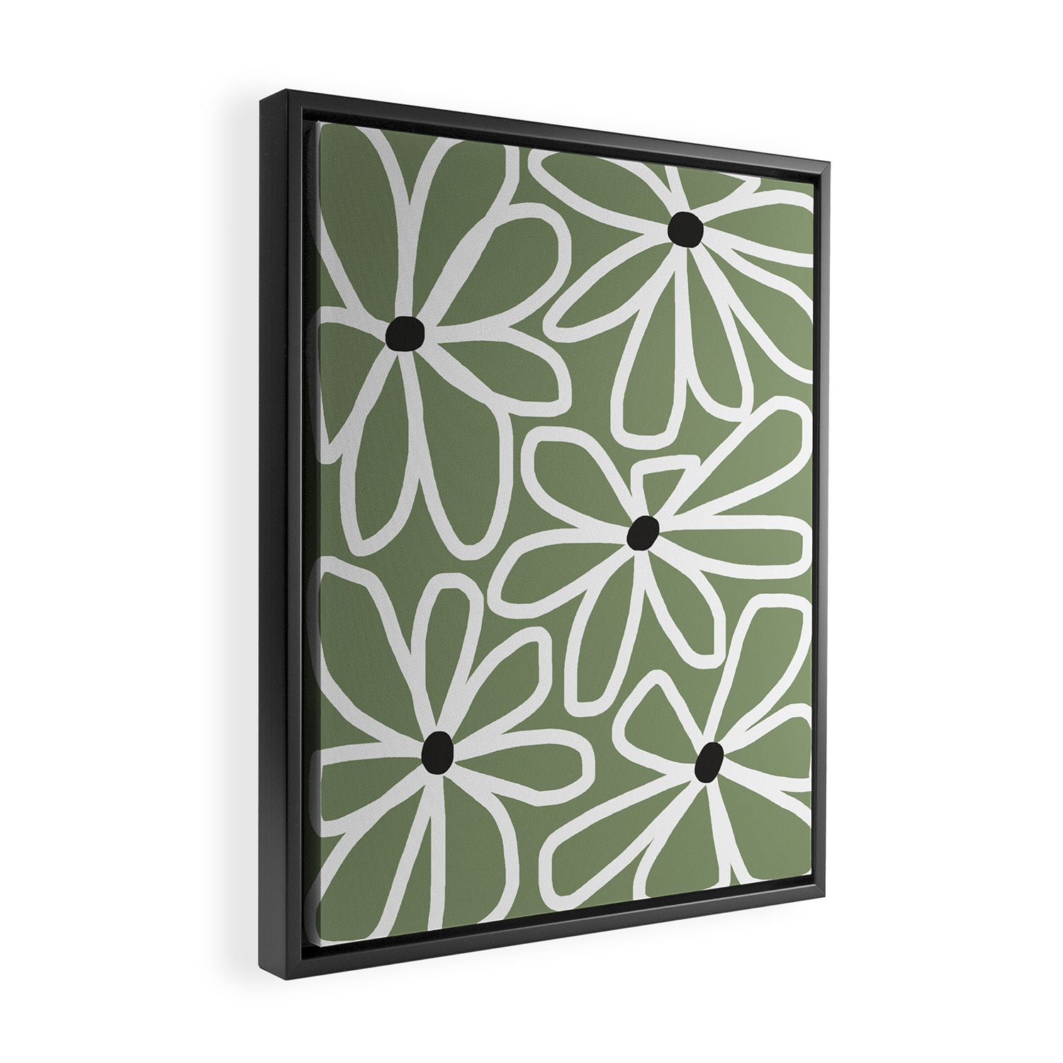 Daisy chain - sage Framed Canvas Print Gallery Image 2