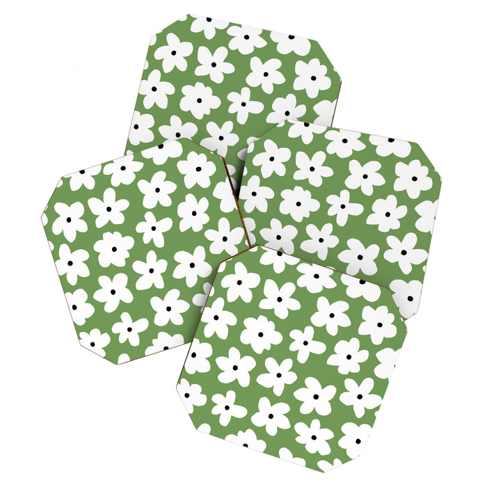 Daisy field - green Coaster Gallery Image 1