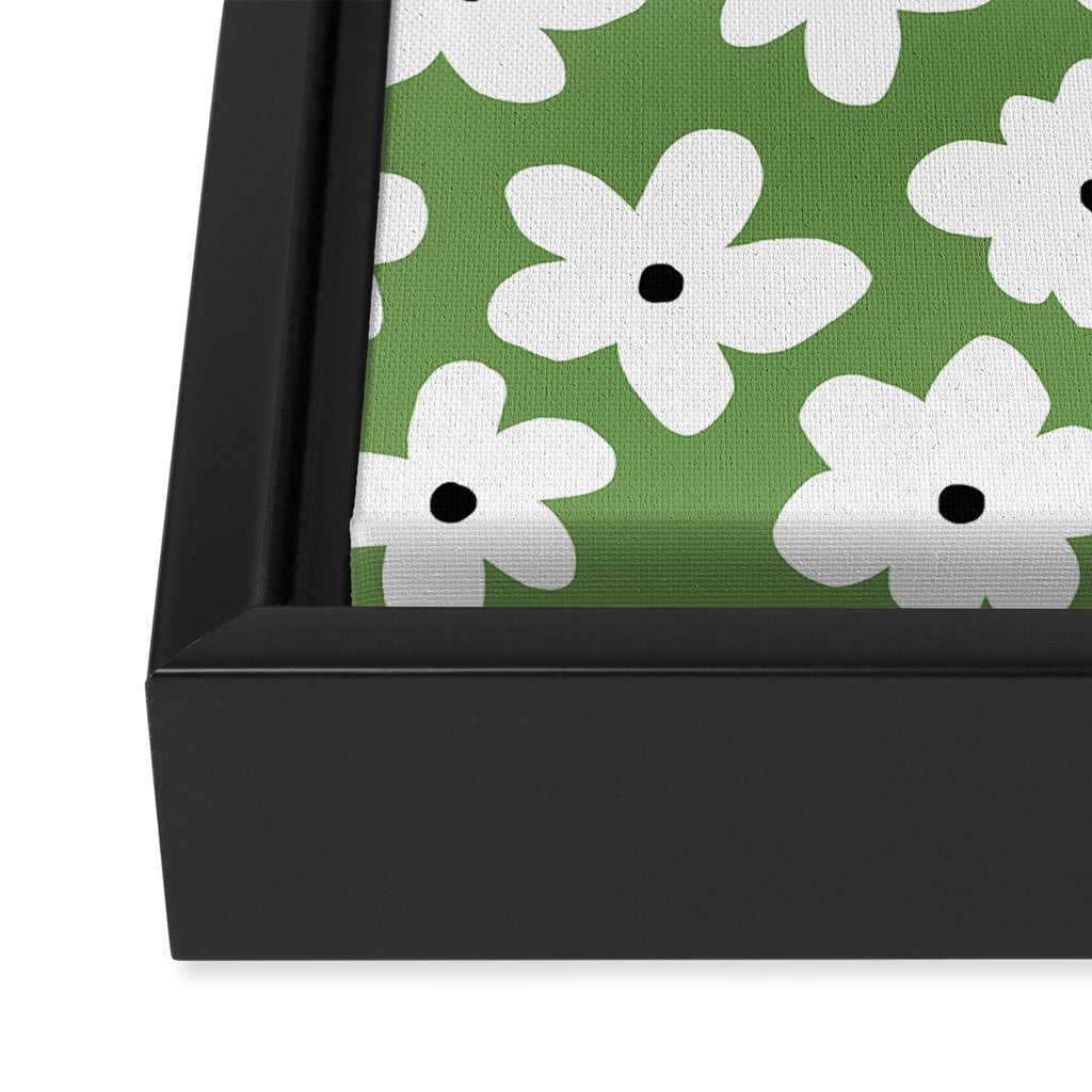 Daisy field - green Framed Canvas Print Gallery Image 3