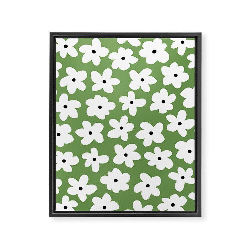 Daisy field - green Framed Canvas Print Gallery Image 6
