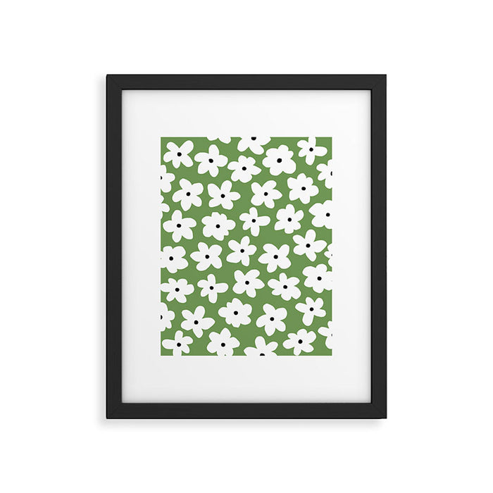 Daisy field - green Framed Art Print Gallery Image 1