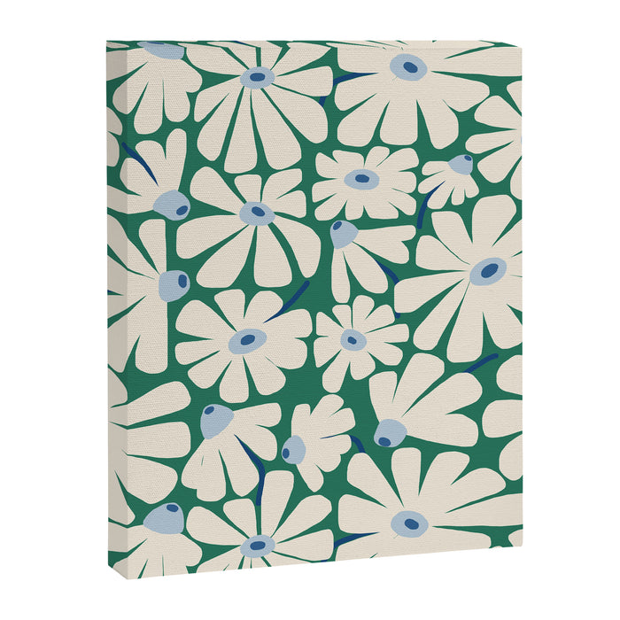 Daisy fresh 2 - green blue Canvas Print Gallery Image 1