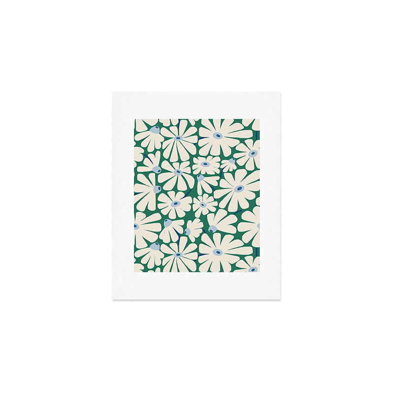 Daisy fresh 2 - green blue Art Print Gallery Image 1