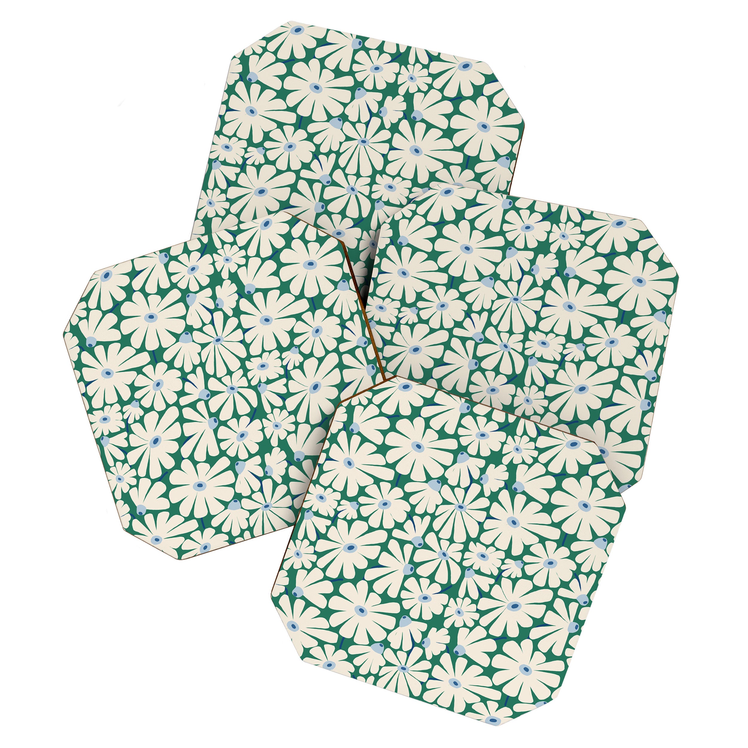 Daisy fresh 2 - green blue Coaster Gallery Image 1