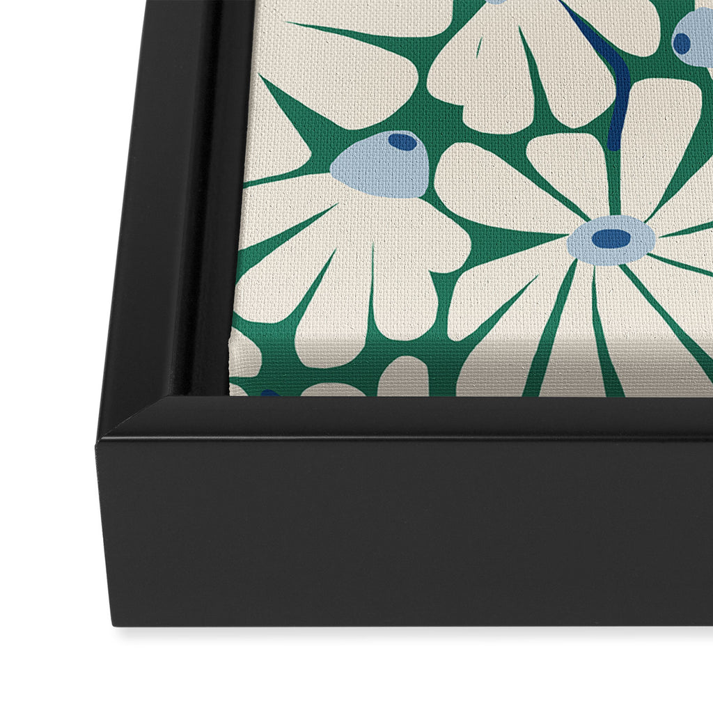 Daisy fresh 2 - green blue Framed Canvas Print Gallery Image 3