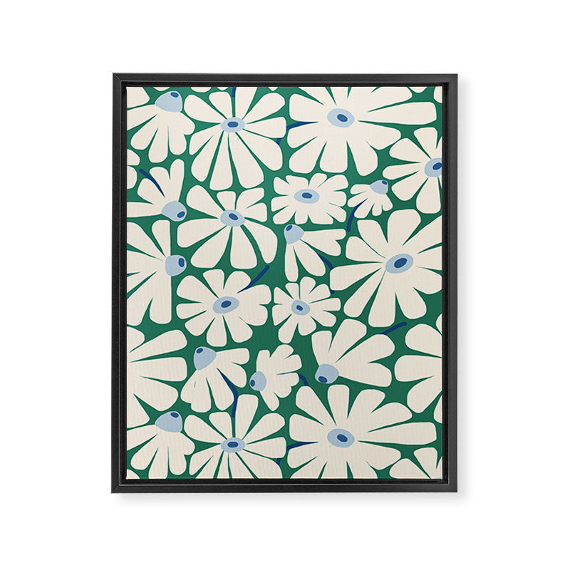 Daisy fresh 2 - green blue Framed Canvas Print Gallery Image 6