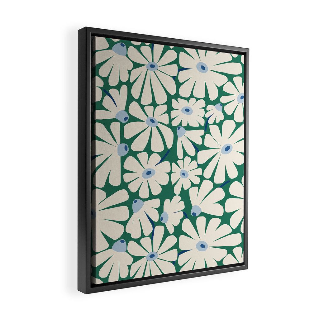 Daisy fresh 2 - green blue Framed Canvas Print Gallery Image 2