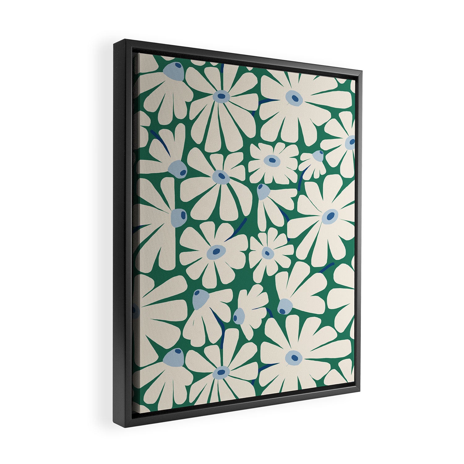 Daisy fresh 2 - green blue Framed Canvas Print Gallery Image 2