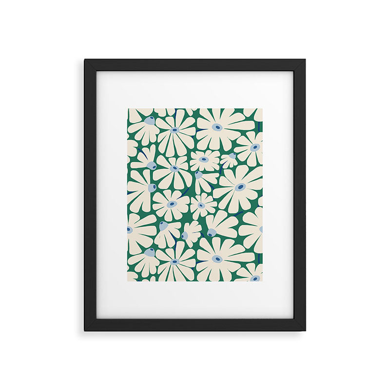 Daisy fresh 2 - green blue Framed Art Print Gallery Image 5