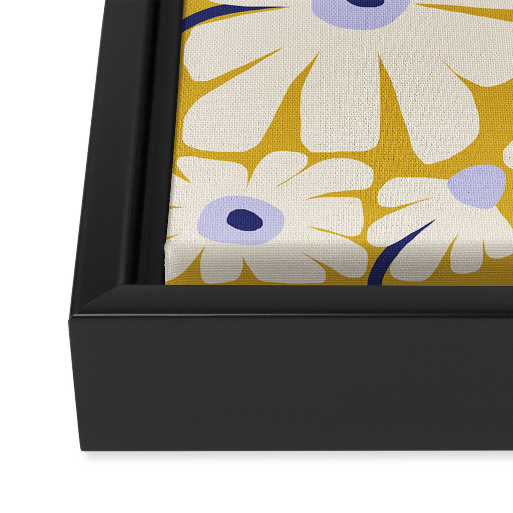 Daisy fresh - yellow peri Framed Canvas Print Gallery Image 3