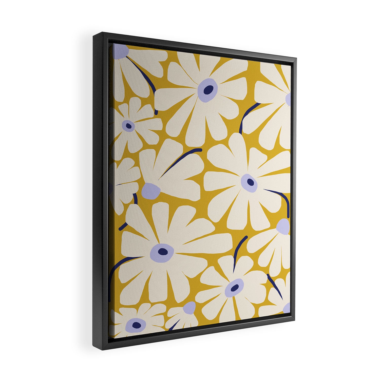 Daisy fresh - yellow peri Framed Canvas Print Gallery Image 2