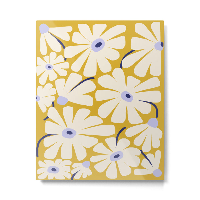 Daisy fresh - yellow peri Metal Print Gallery Image 1