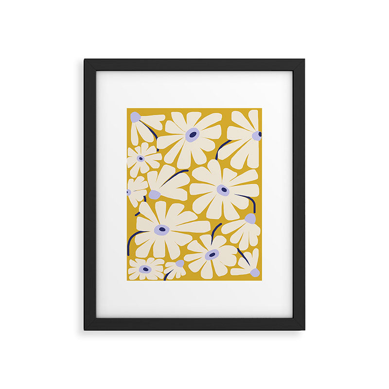 Daisy fresh - yellow peri Framed Art Print Gallery Image 5