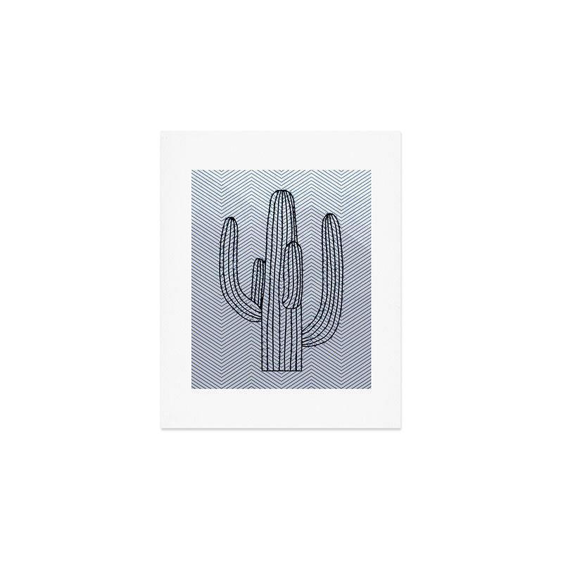 Deserted Cactus - chevron slate Art Print Gallery Image 1