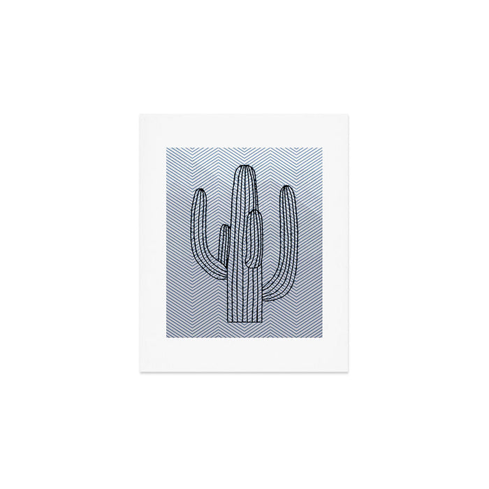 Deserted Cactus - chevron slate Art Print Gallery Image 1