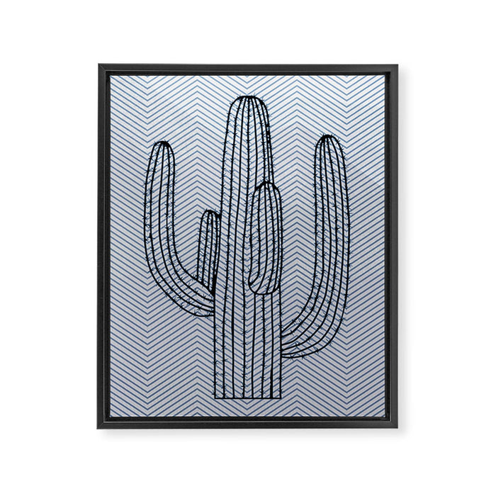 Deserted Cactus - chevron slate Framed Canvas Print Gallery Image 1