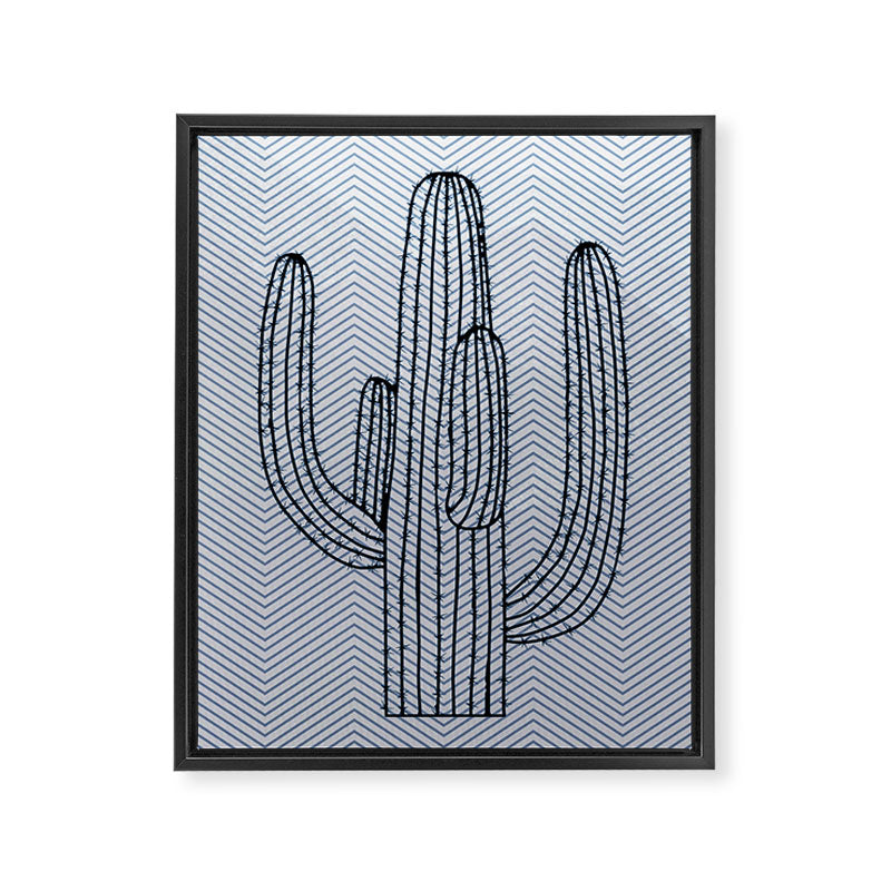 Deserted Cactus - chevron slate Framed Canvas Print Gallery Image 8