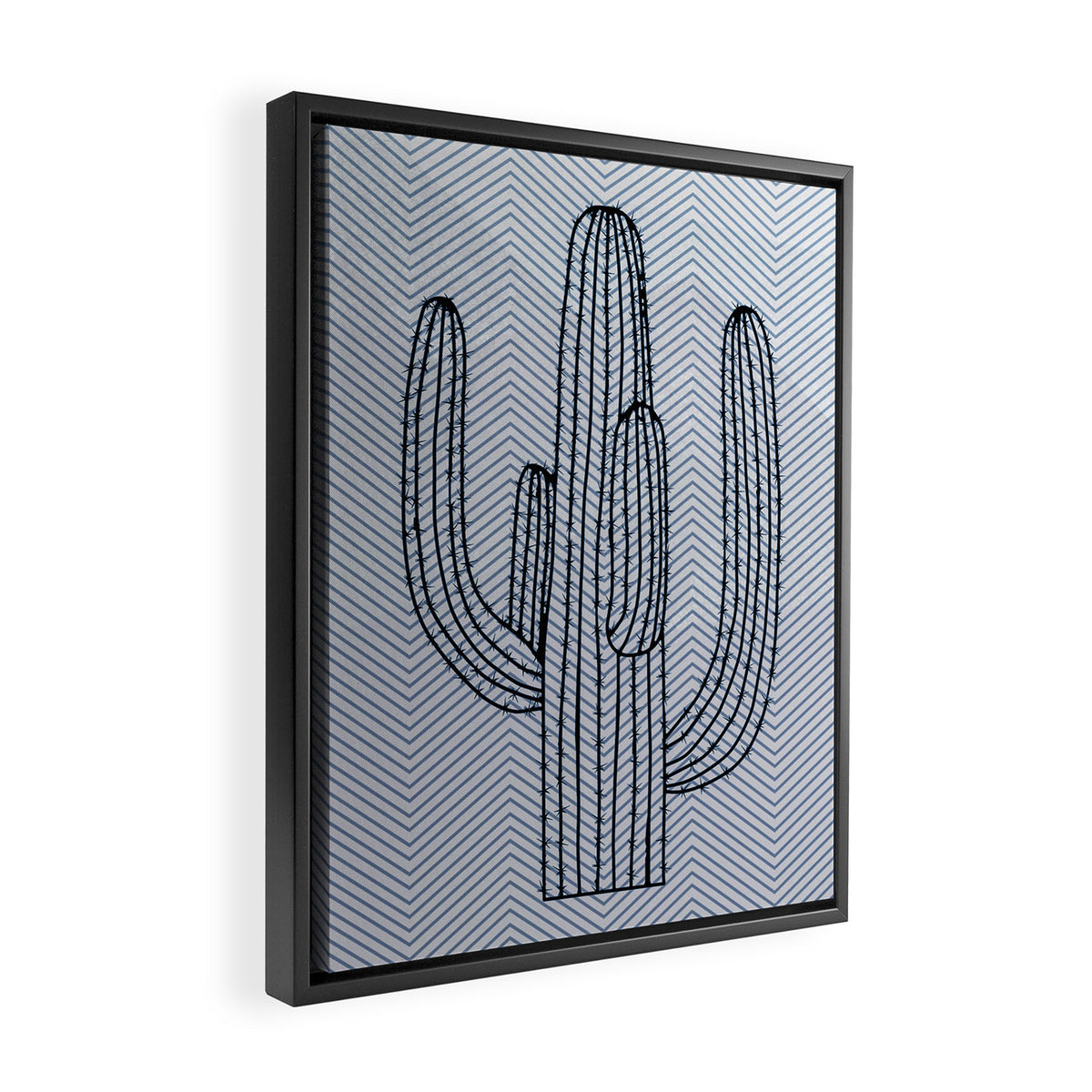 Deserted Cactus - chevron slate Framed Canvas Print Gallery Image 2