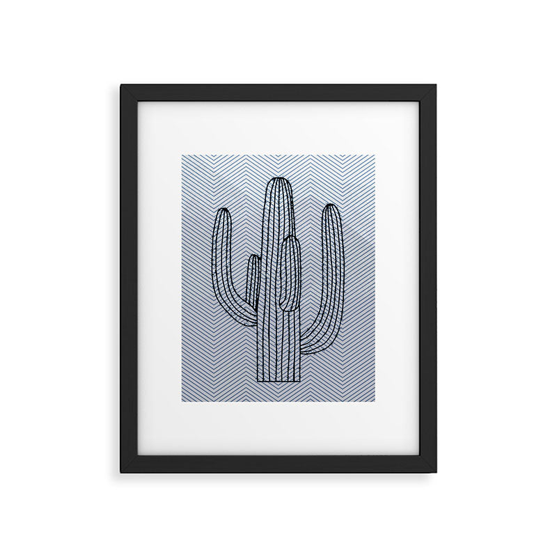 Deserted Cactus - chevron slate Framed Art Print Gallery Image 6