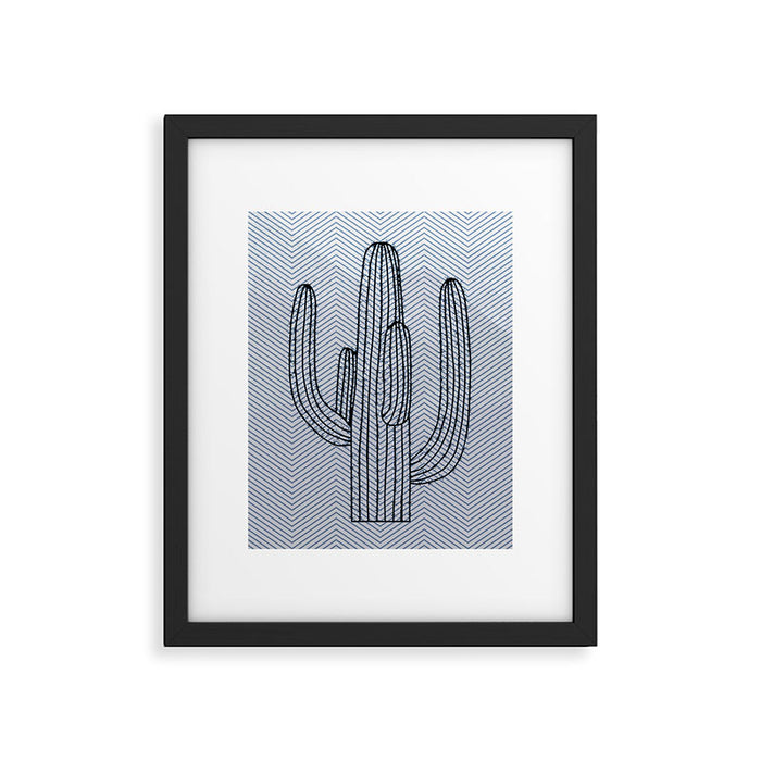 Deserted Cactus - chevron slate Framed Art Print Gallery Image 1