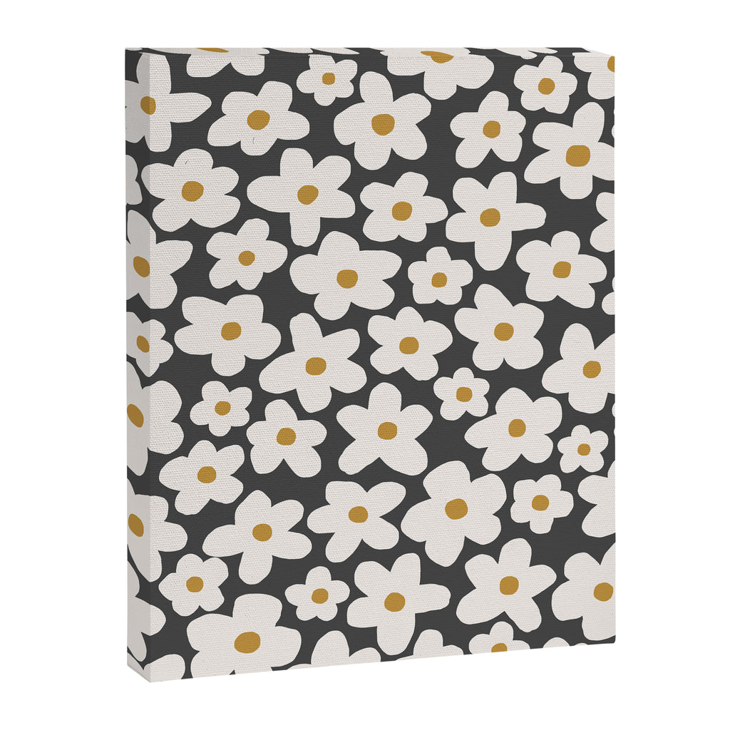 Ditsy Bloom - charcoal Canvas Print Gallery Image 6