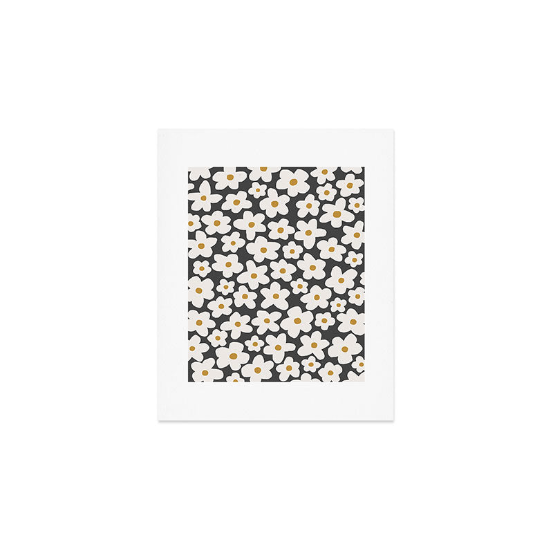 Ditsy Bloom - charcoal Art Print Gallery Image 1