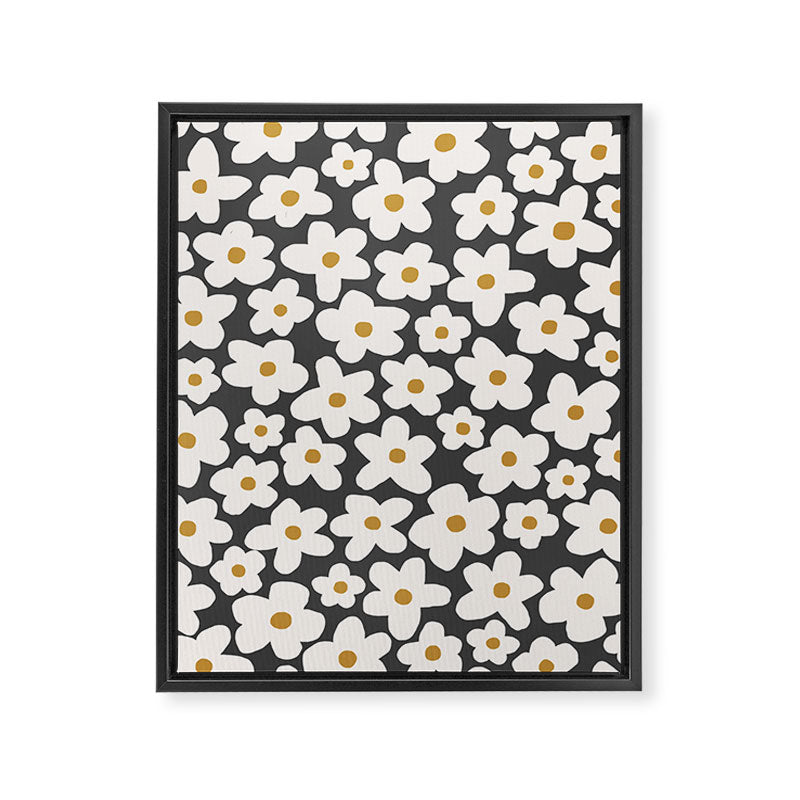 Ditsy Bloom - charcoal Framed Canvas Print Gallery Image 6