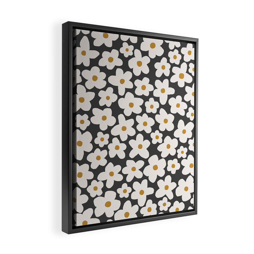 Ditsy Bloom - charcoal Framed Canvas Print Gallery Image 2