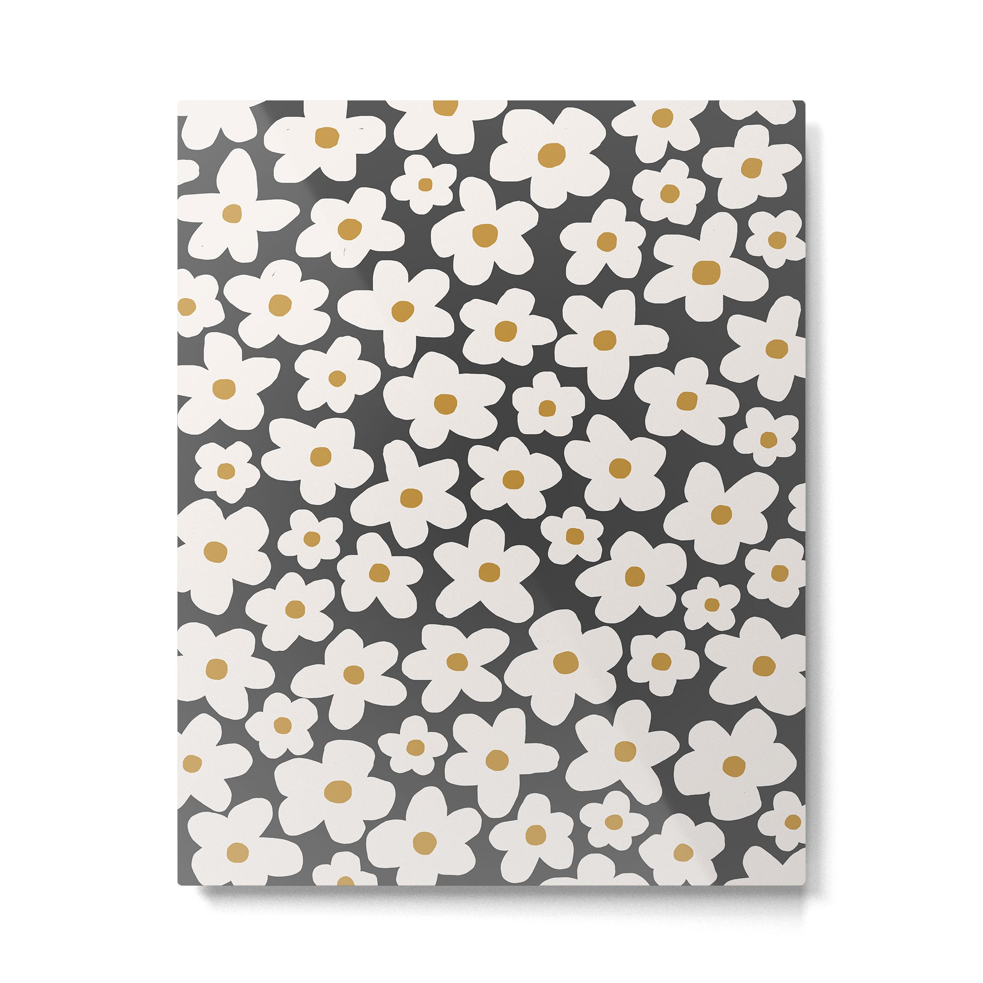 Ditsy Bloom - charcoal Metal Print Gallery Image 4
