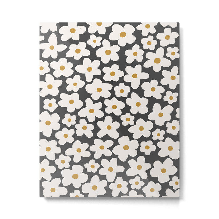 Ditsy Bloom - charcoal Metal Print Gallery Image 1