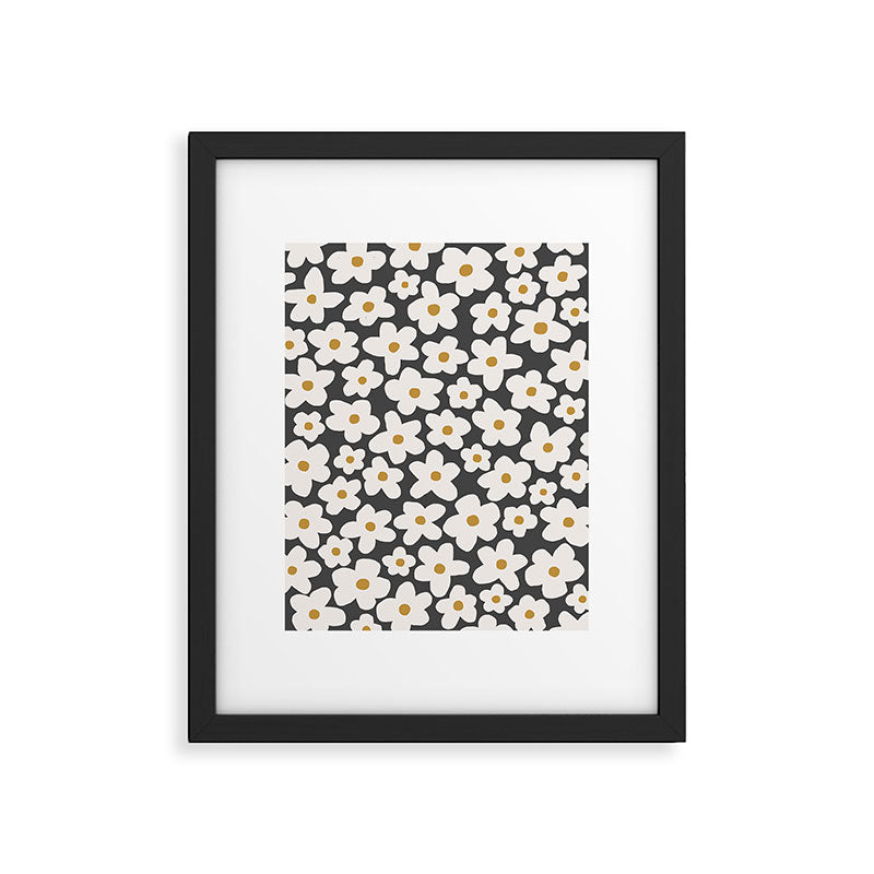 Ditsy Bloom - charcoal Framed Art Print Gallery Image 5