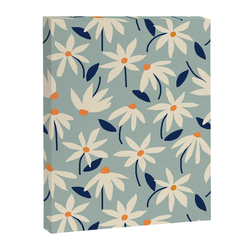 Drifting Daisies #2 - blue orange Canvas Print Gallery Image 6