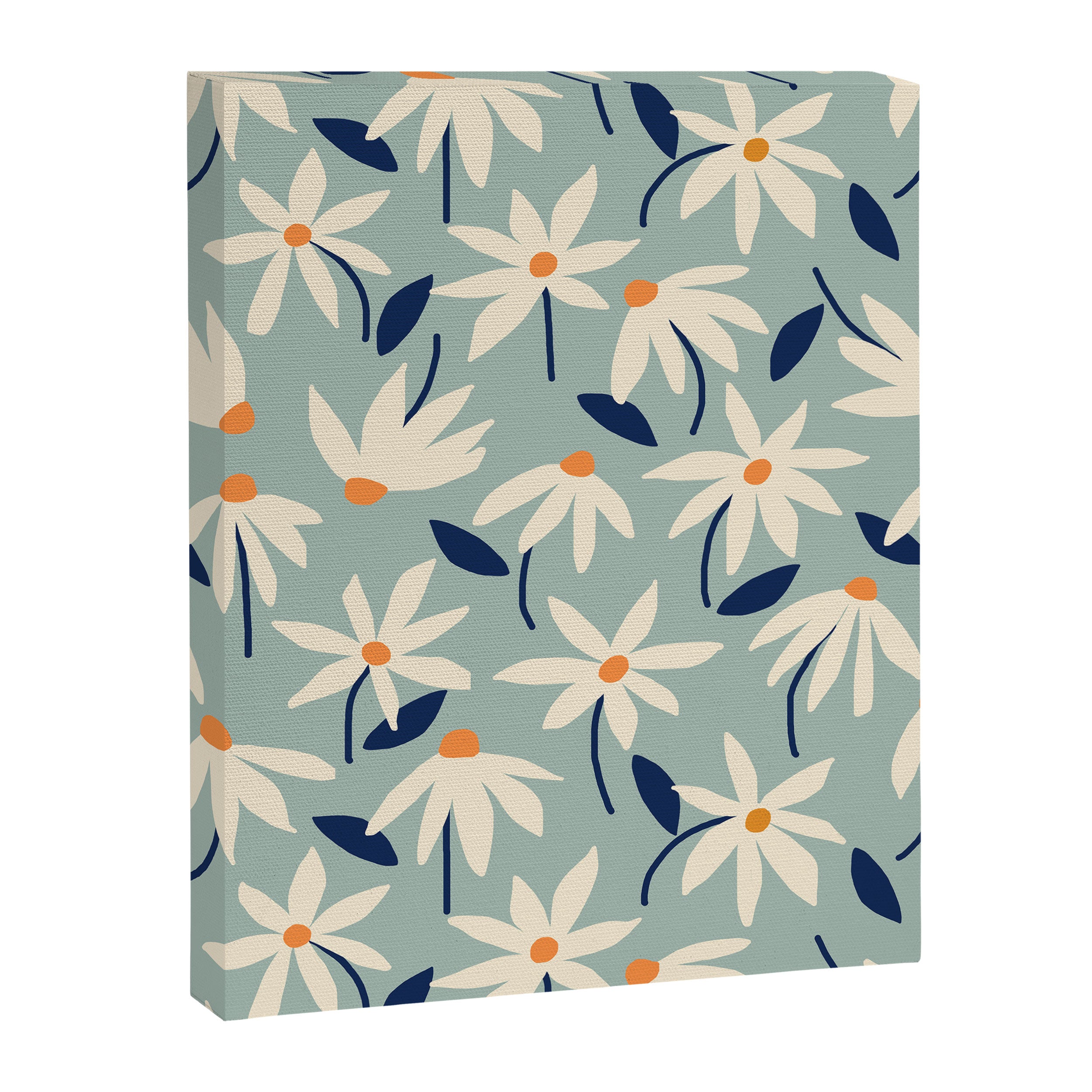 Drifting Daisies #2 - blue orange Canvas Print Gallery Image 6