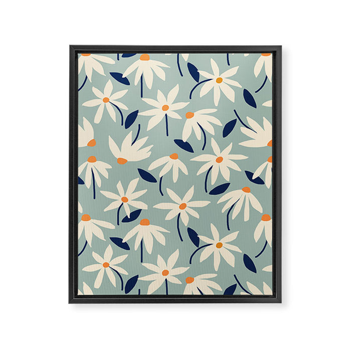 Drifting Daisies #2 - blue orange Framed Canvas Print Gallery Image 1