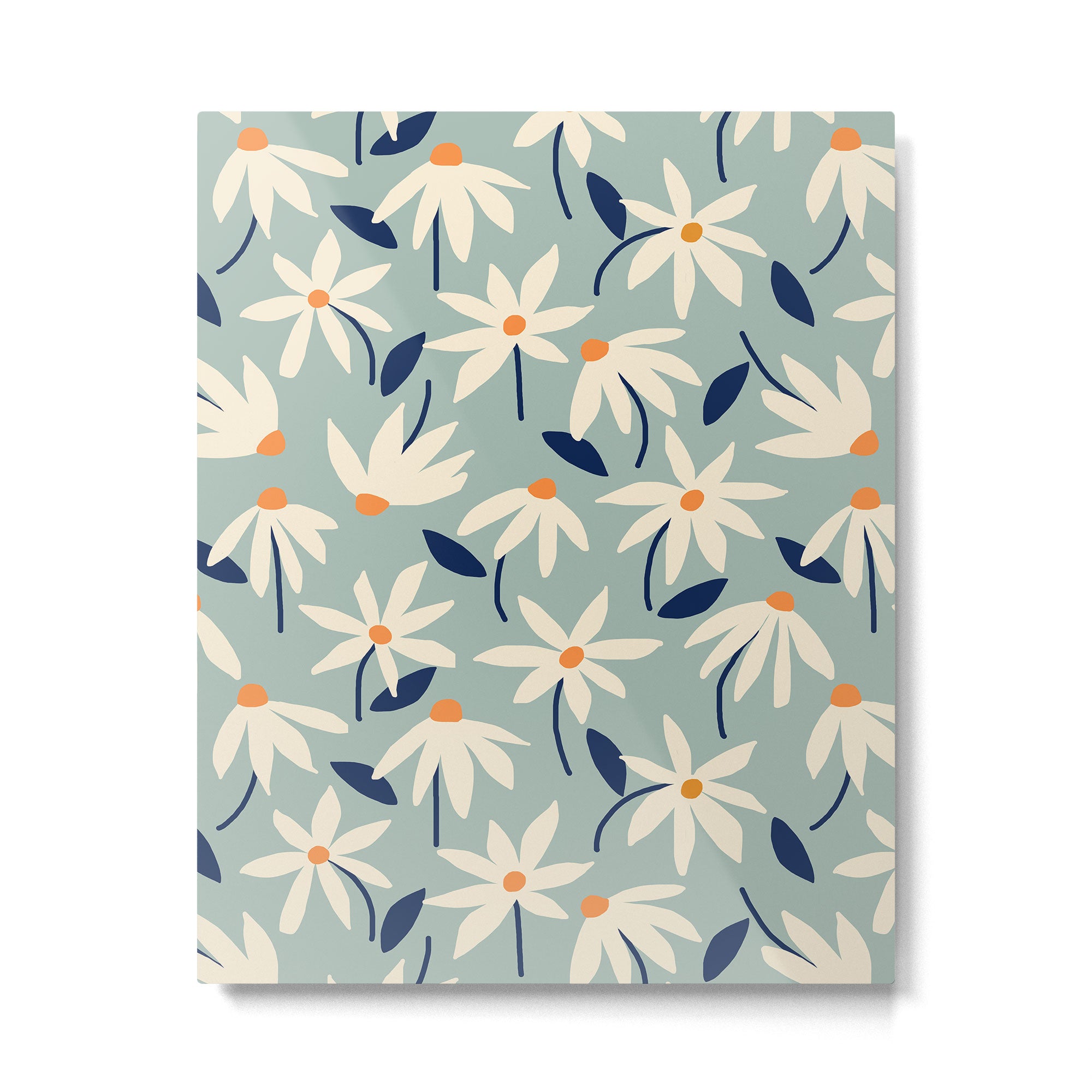 Drifting Daisies #2 - blue orange Metal Print Gallery Image 4