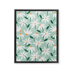 Drifting Daisies #2 - green tangerine Framed Canvas Print Gallery Image 6