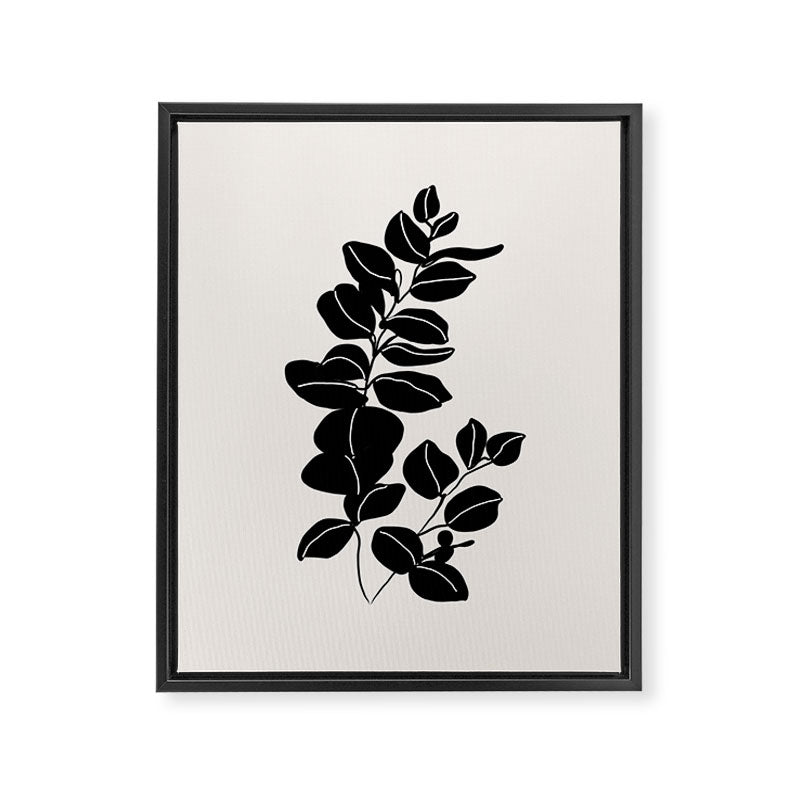 Eucalyptus line art - black Framed Canvas Print Gallery Image 6