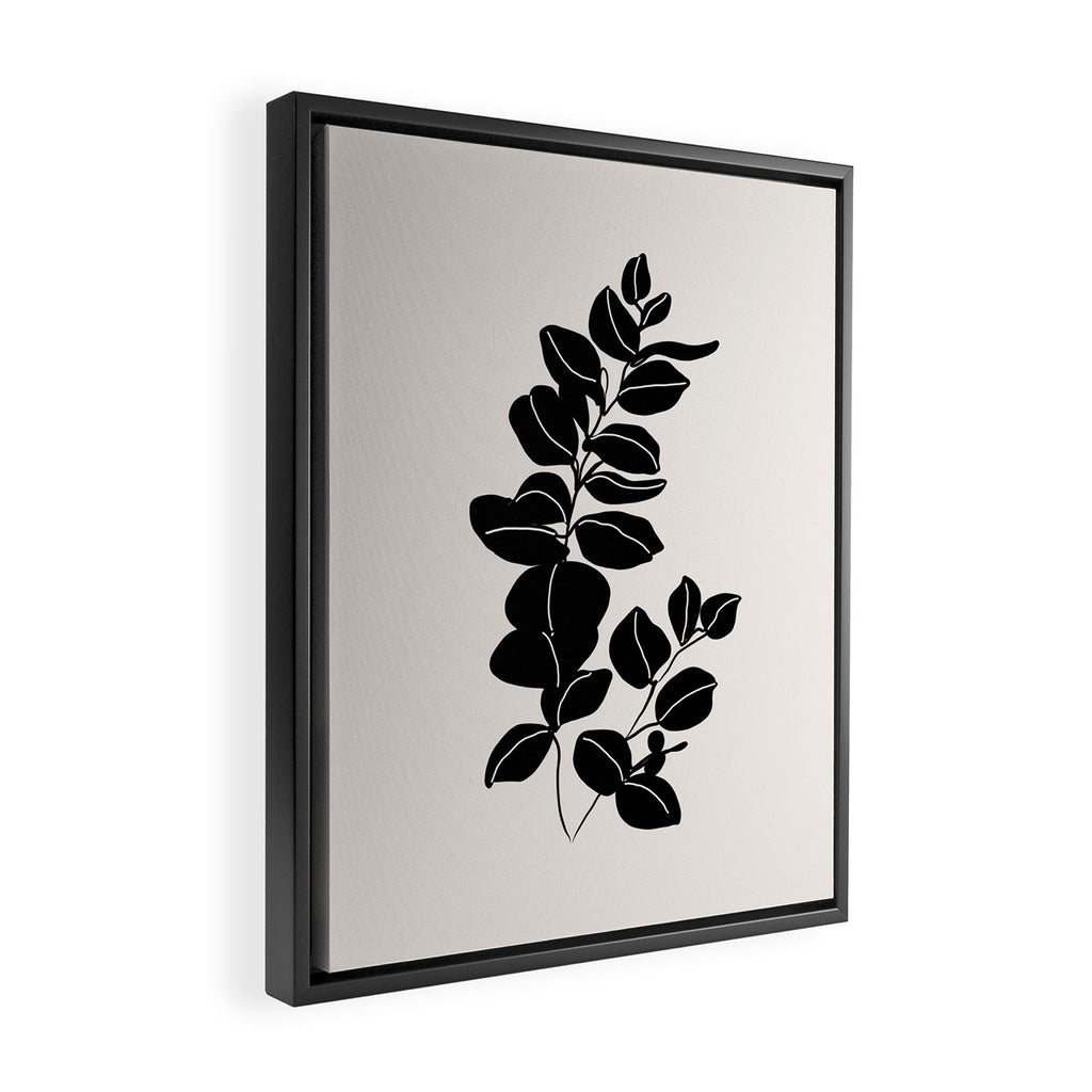 Eucalyptus line art - black Framed Canvas Print Gallery Image 2