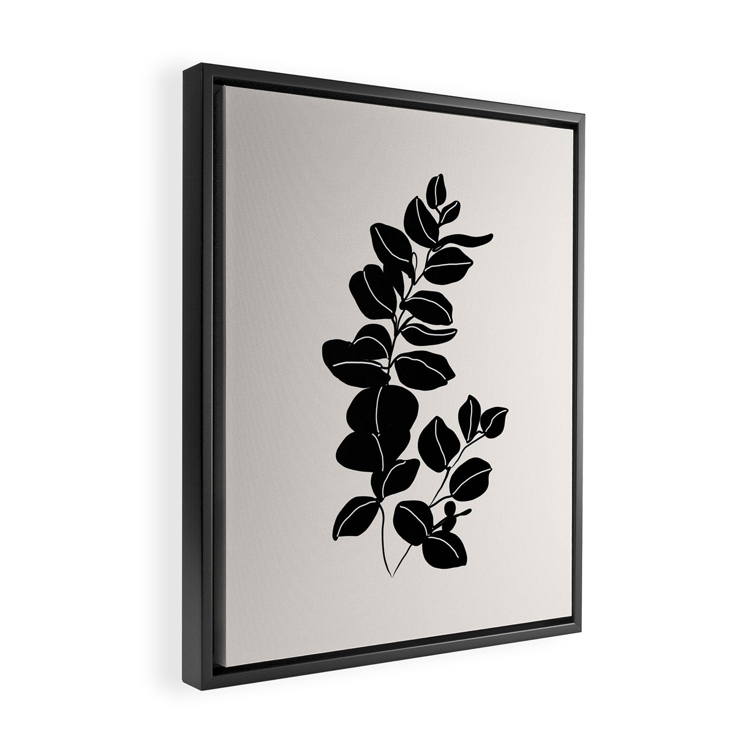 Eucalyptus line art - black Framed Canvas Print Gallery Image 2
