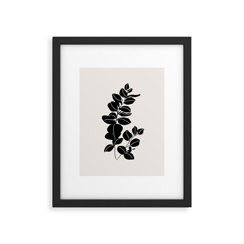 Eucalyptus line art - black Framed Art Print Gallery Image 5