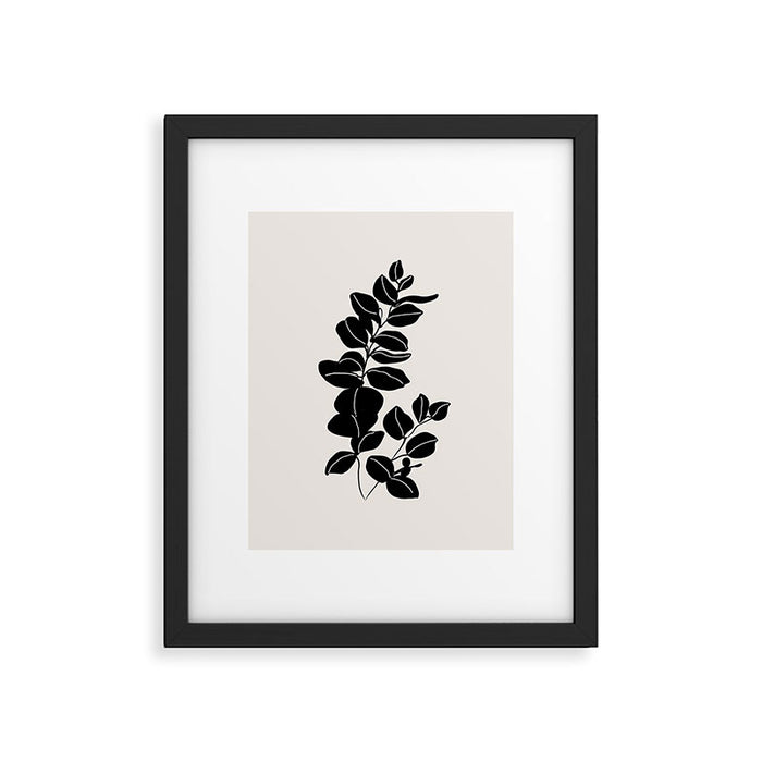 Eucalyptus line art - black Framed Art Print Gallery Image 1