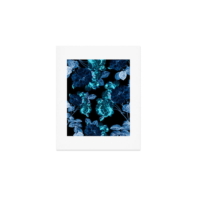 Flora temptation - moonlit blue Art Print Gallery Image 1