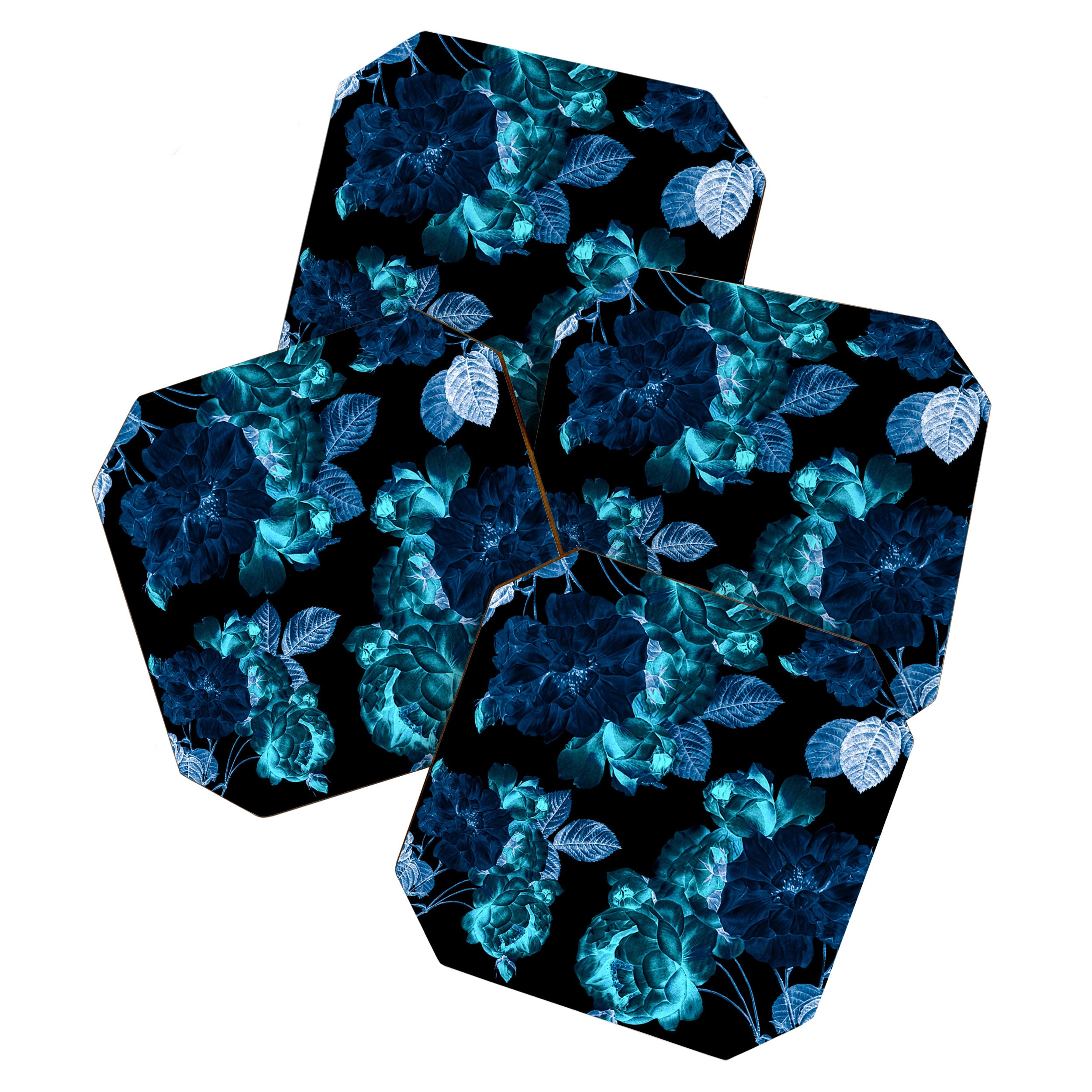 Flora temptation - moonlit blue Coaster Gallery Image 1